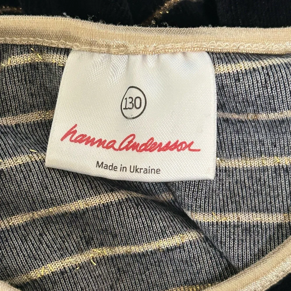 Sz8 Hanna Andersson Striped Lurex Velour Dress - Picture 6 of 7